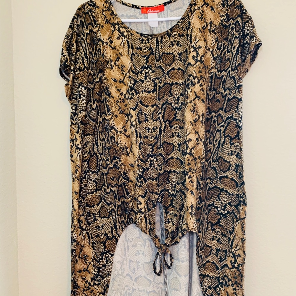 Pattern extra long tie up shirt